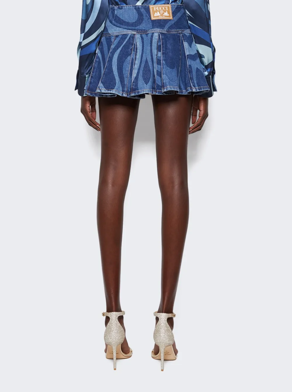 Pucci Marmo-Print Denim Shorts Blue