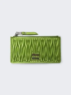 Miu Miu Matelasse Zipped Card Case Green