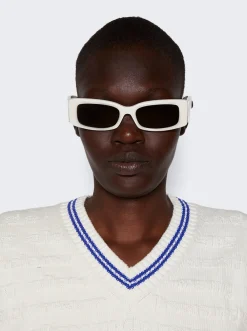 Balenciaga Max Rectangle Sunglasses White