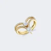SHAY Mixed Diamond Stacked Chevron Pinky Ring 18K Yellow Gold