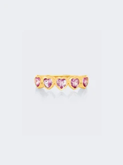 EF Collection Multi Pink Sapphire Heart Ring 14K Gold