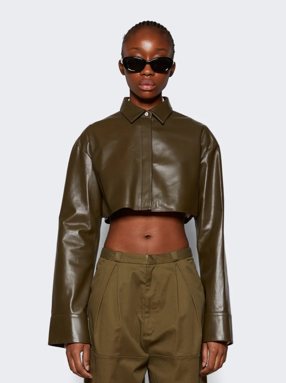 Loewe Nappa Lambskin Cropped Shirt Tea Dust Glaze