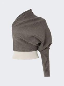 Rick Owens One Sleeve Cashmere Top Dust Pearl