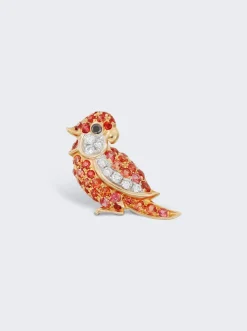 Mio Harutaka Orange Sapphire Little Bird Single Right Earring 18K Rose Gold And White Gold