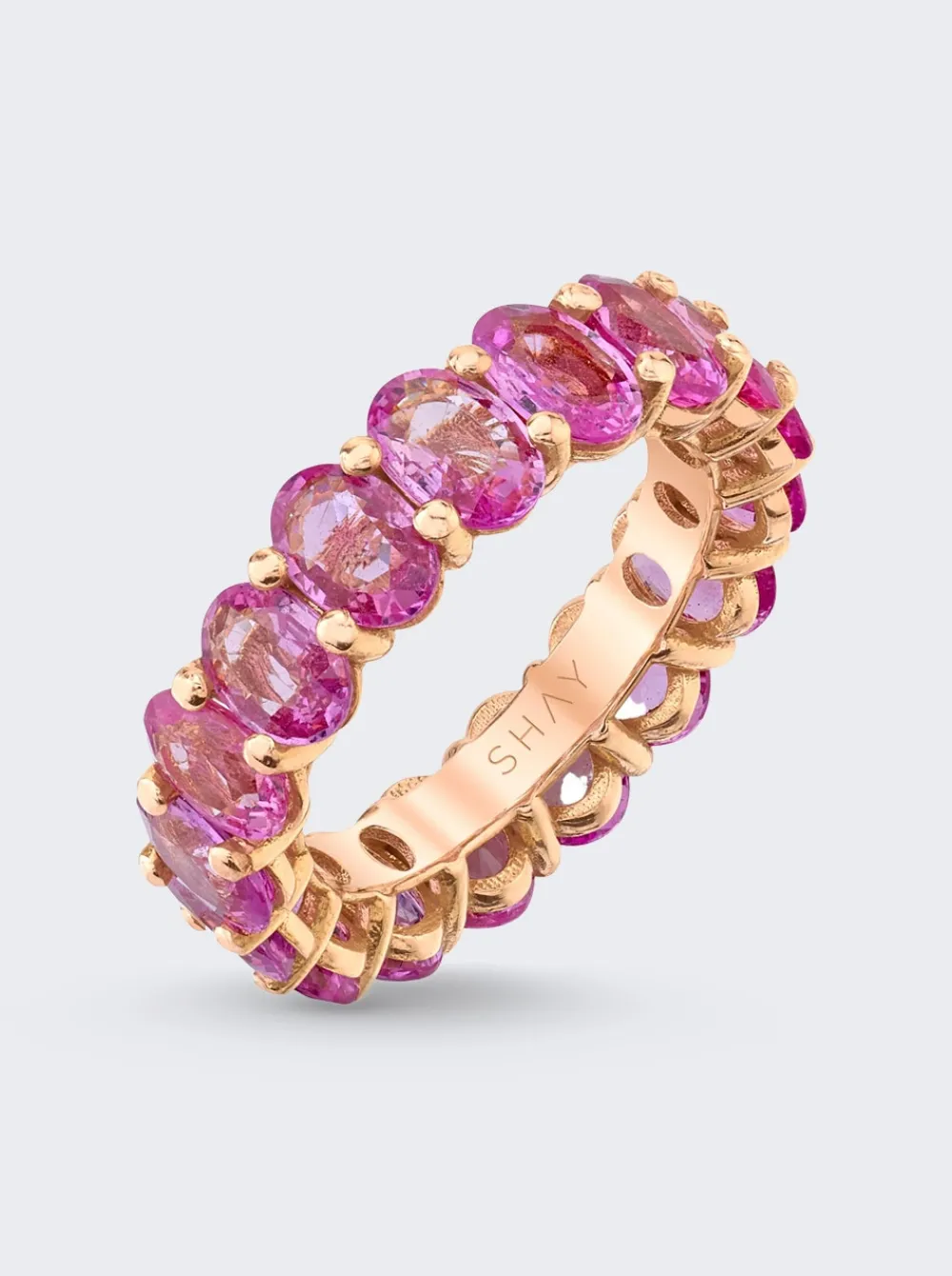 SHAY Oval Eternity Ring 18K Yellow Gold And Pink Sapphires