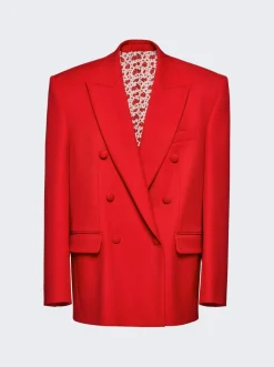Magda Butrym Oversized Double Breasted Blazer Red