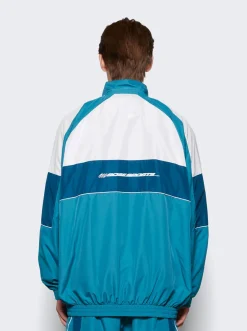 Martine Rose Oversized Panelled Track Jacket Teal And White