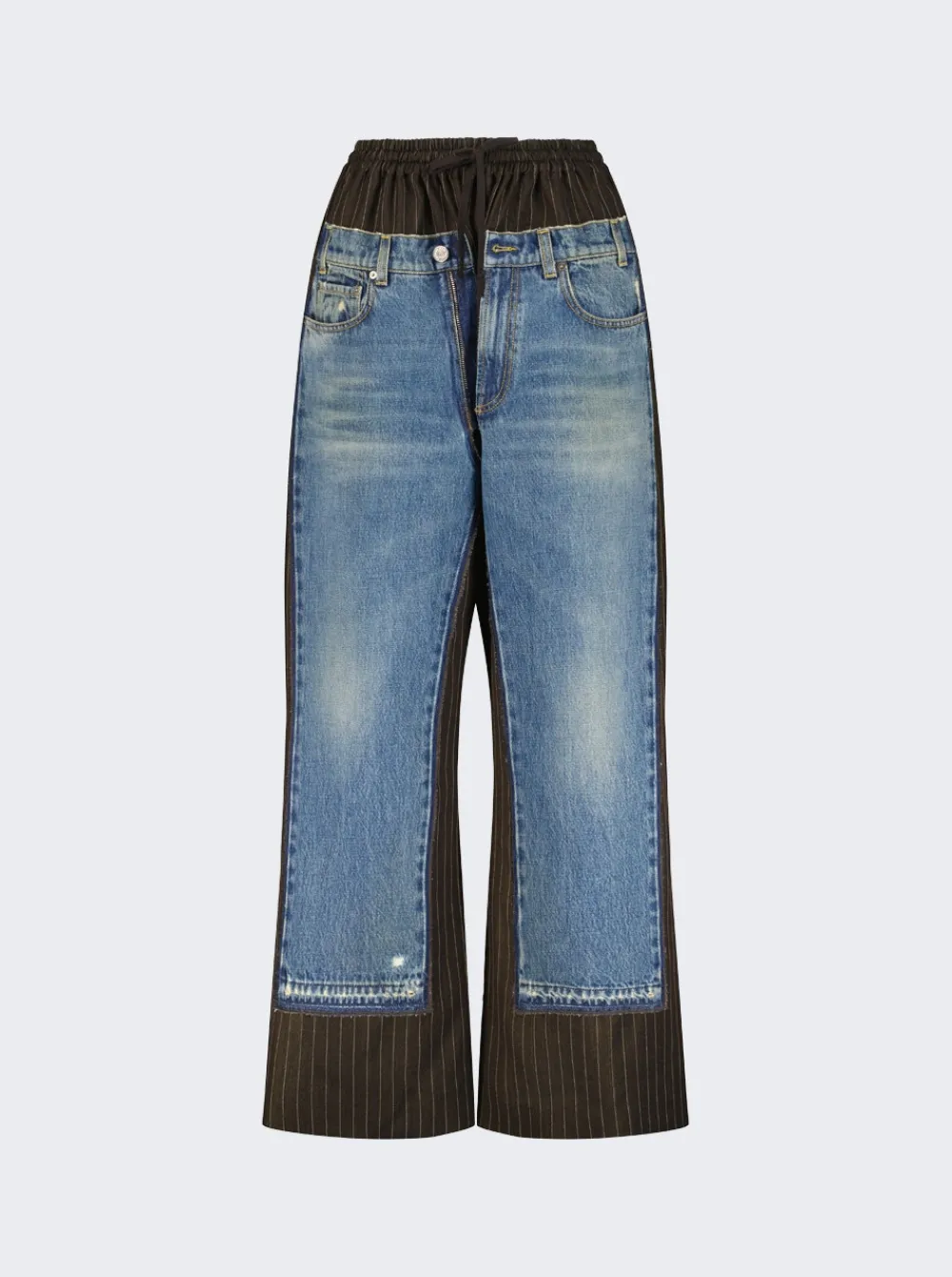 Jean Paul Gaultier Oversized Trousers With Denim Detail Blue And Brown
