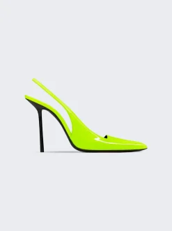 Saint Laurent Paloma 105 Patent Slingback Pumps Highlighter Yellow
