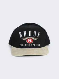 Rhude Paradiso Springs Suede Brim Twill Hat Black And Khaki