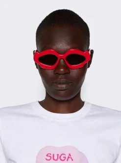 Loewe Paula'S Ibiza Flame Sunglasses Shiny Red And Smoke