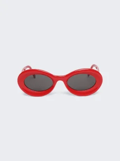 Loewe Paula'S Ibiza Oval Sunglasses Shiny Red And Smoke Lenses