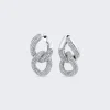 SHAY Pave Diamond Double Partial Flat Link Earrings 18K White Gold