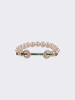 Ananya Pearl And Emerald Chakra Bracelet 18K Yellow Gold