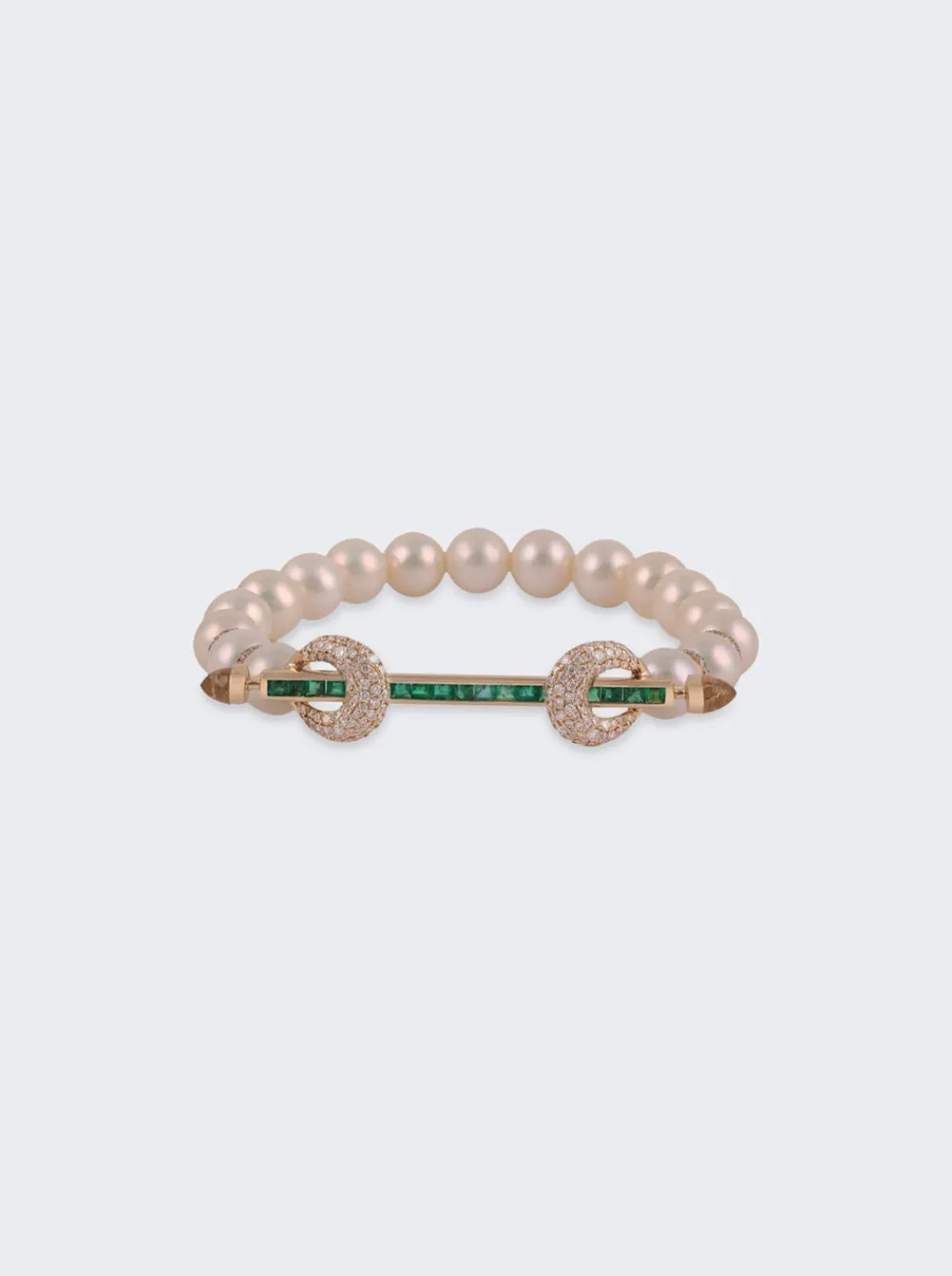 Ananya Pearl And Emerald Chakra Bracelet 18K Yellow Gold