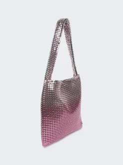 Rabanne Pixel Metallic Hobo Tote Bag Light Pink