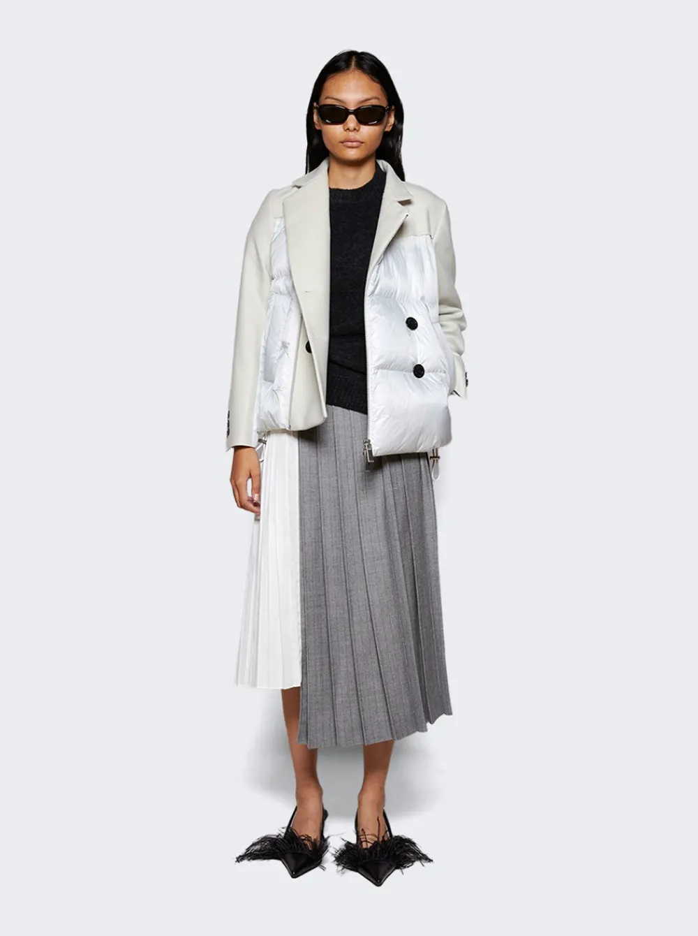 Sacai Primaloft Gold Padded Jacket Grey And White