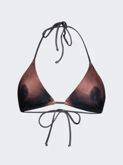 Jean Paul Gaultier Printed Corps Bikini Top Dark Nude