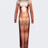 Jean Paul Gaultier Printed Corps Maxi Dress Light Nude