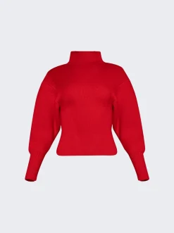 FERRAGAMO Puffed Sleeve Sweater Red