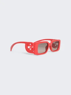 Gucci Rectangular Sunglasses Red