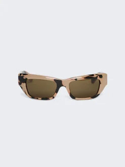 Gucci Rectangular Tortoiseshell Sunglasses Brown
