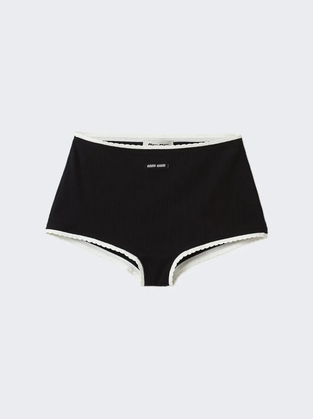 Miu Miu Ribbed Knit Panties Black