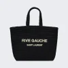 Saint Laurent Rive Gauche Supple Raffia Crochet Tote Black And Crema Soft