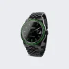 PRIVATE LABEL LONDON Rolex Datejust Heat Treated Green Sapphire Bezel Black Dial Sapphire Green Hour Markers Jubilee Bracelet