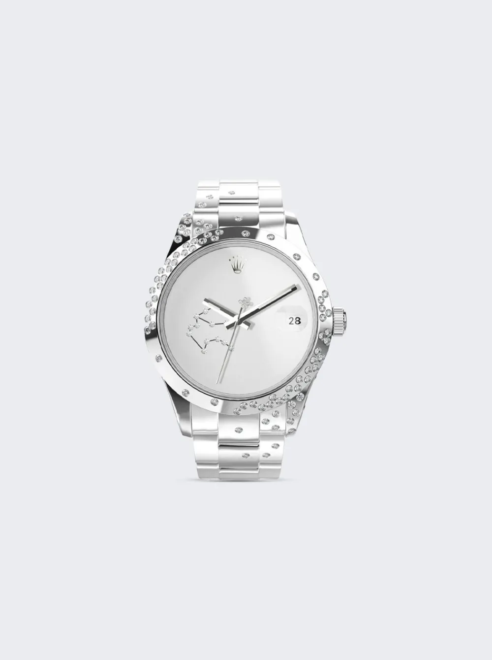 PRIVATE LABEL LONDON Rolex Datejust White Diamond Scattered Bezel White Dial Gem Set Starsign Oyster Bracelet