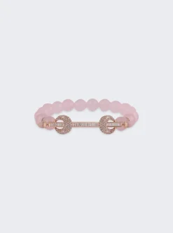 Ananya Rose Quartz And Diamond Chakra Bracelet 18K Rose Gold
