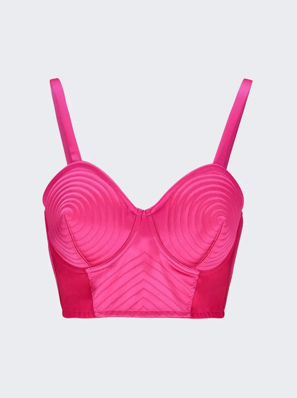 Jean Paul Gaultier Satin Stretch Conical Bra Top Shocking Pink