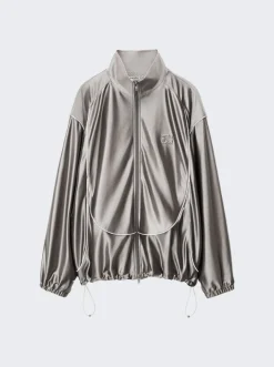 Alexander Wang Satin Track Jacket Earl Grey