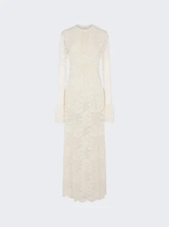 Rabanne Scalloped Lace Maxi Dress Ivory