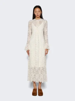 Rabanne Scalloped Lace Maxi Dress Ivory