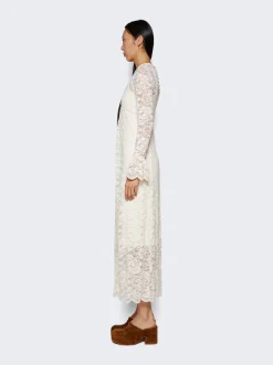 Rabanne Scalloped Lace Maxi Dress Ivory