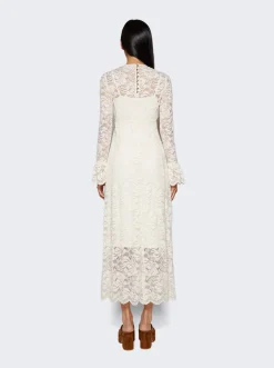 Rabanne Scalloped Lace Maxi Dress Ivory