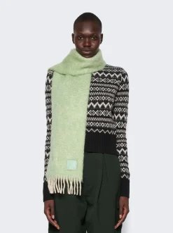 Loewe Scarf In Wool And Mohair Light Turquoise