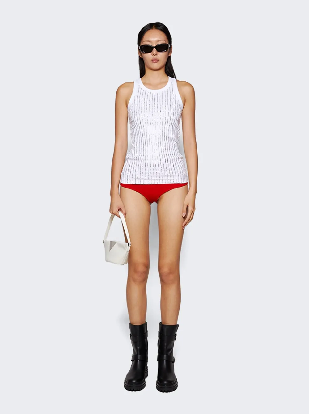 The Attico Sequin Tank Top White