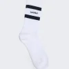 Sporty & Rich Serif Logo Socks White