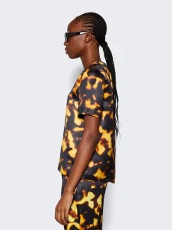 Loewe Short Sleeve Silk Top Tortoiseshell