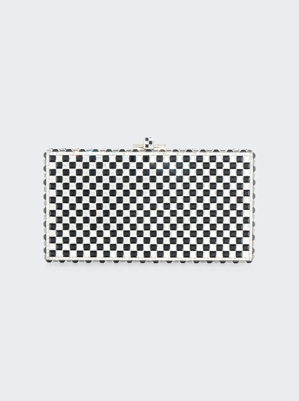 Judith Leiber Sleek Rectangle Chessboard Clutch Silver