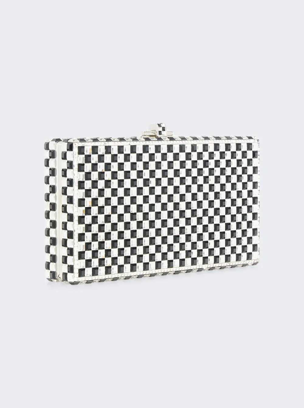 Judith Leiber Sleek Rectangle Chessboard Clutch Silver