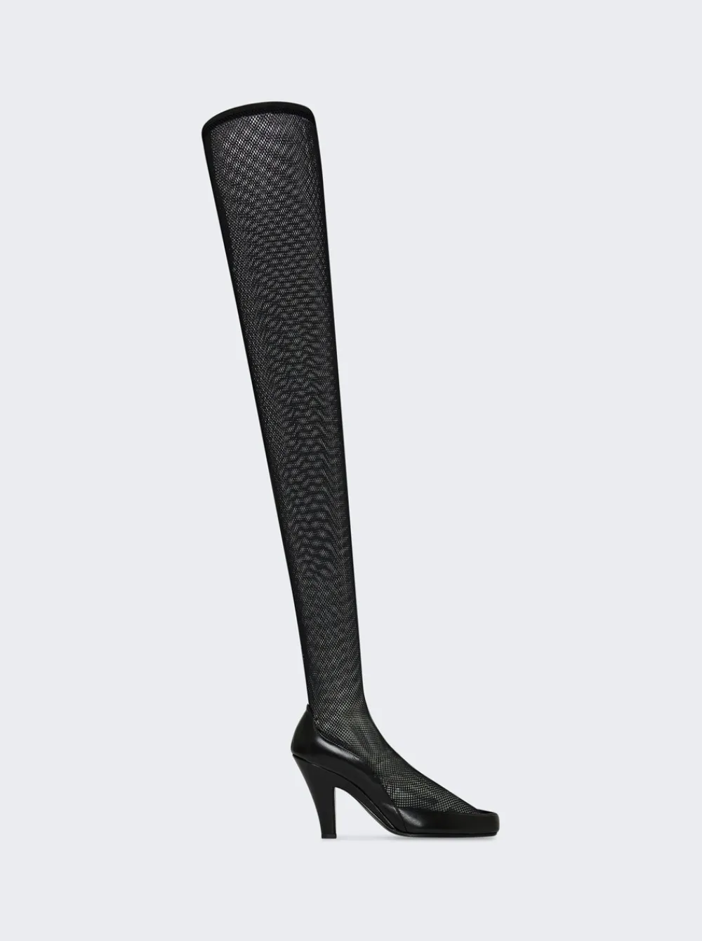 The Row Sock Pump In Leather And Mesh Black