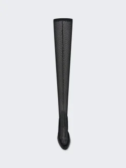 The Row Sock Pump In Leather And Mesh Black
