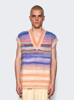 Missoni Space Dyed Mohair Vest Orange And Blue