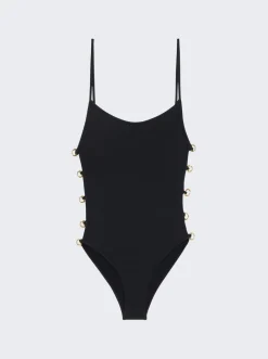 Gucci Sparkling Jersey Swimsuit With Horsebit Black