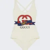 Gucci Sparkling Jersey Swimsuit Ivory