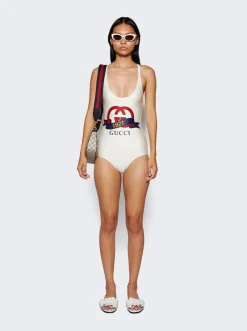 Gucci Sparkling Jersey Swimsuit Ivory