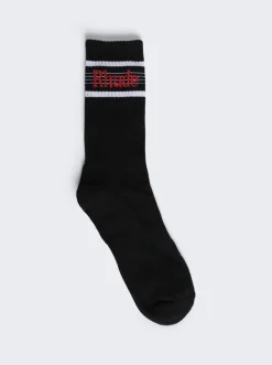 Rhude Speed Stripe Socks Black And Red